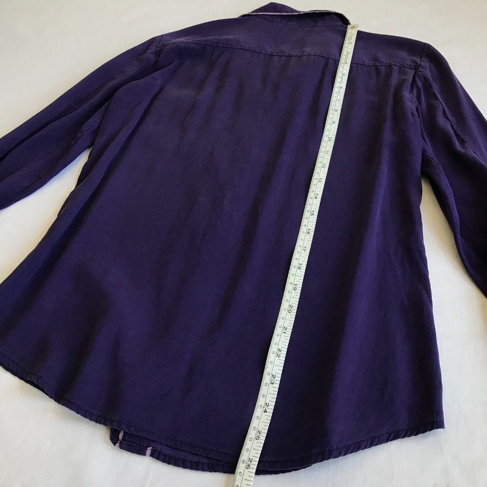 Y2K Vntg Zac Posen Z Spoke 10 Stretch Silk Purple Blouse Peter Pan Collar Piping - Picture 7 of 9